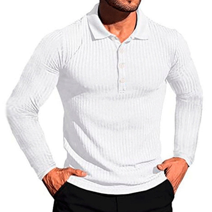 Amarae textured long-sleeve polo shirt for men
