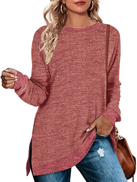 Casual oversized long sleeve t-shirt for women with contrast hem Lune London