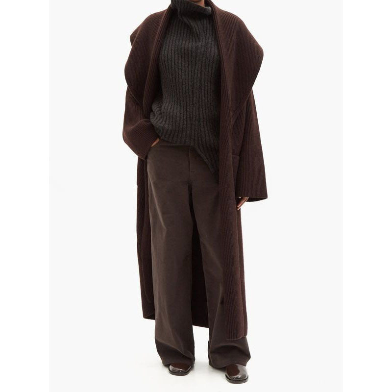 Manteau tricoté pour femme avec devant ouvert et grand col Chic & Stil