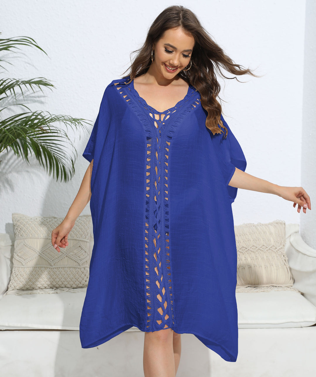 Women Boho lace swimsuit neckline tunic Lune London