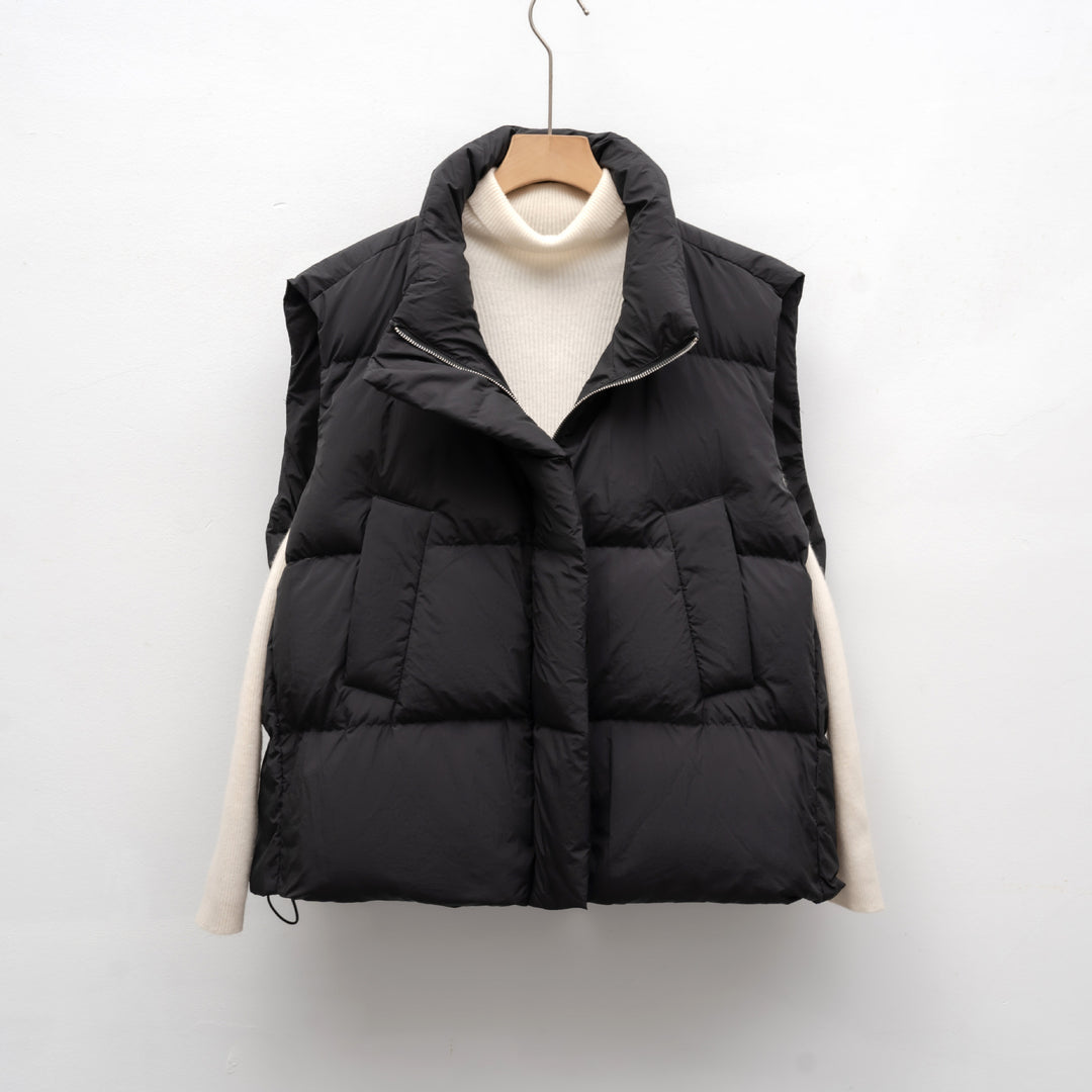 Women's down vest with high collar and practical pockets Amarae
