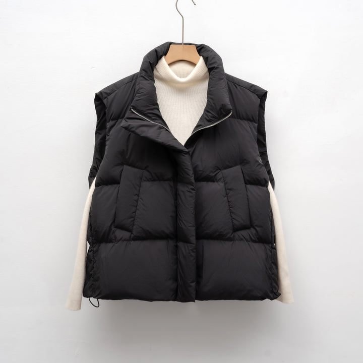 Women's down vest with high collar and practical pockets Amarae