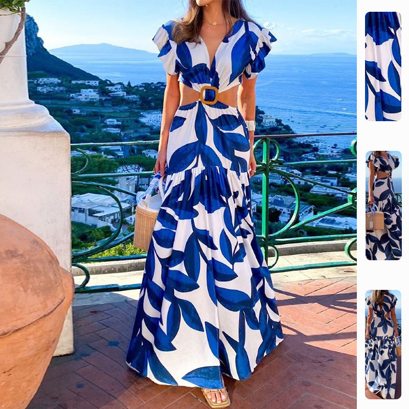 Robe maxi pour femmes avec coupe ajustée et détails de volants volumineux Chic & Stil
