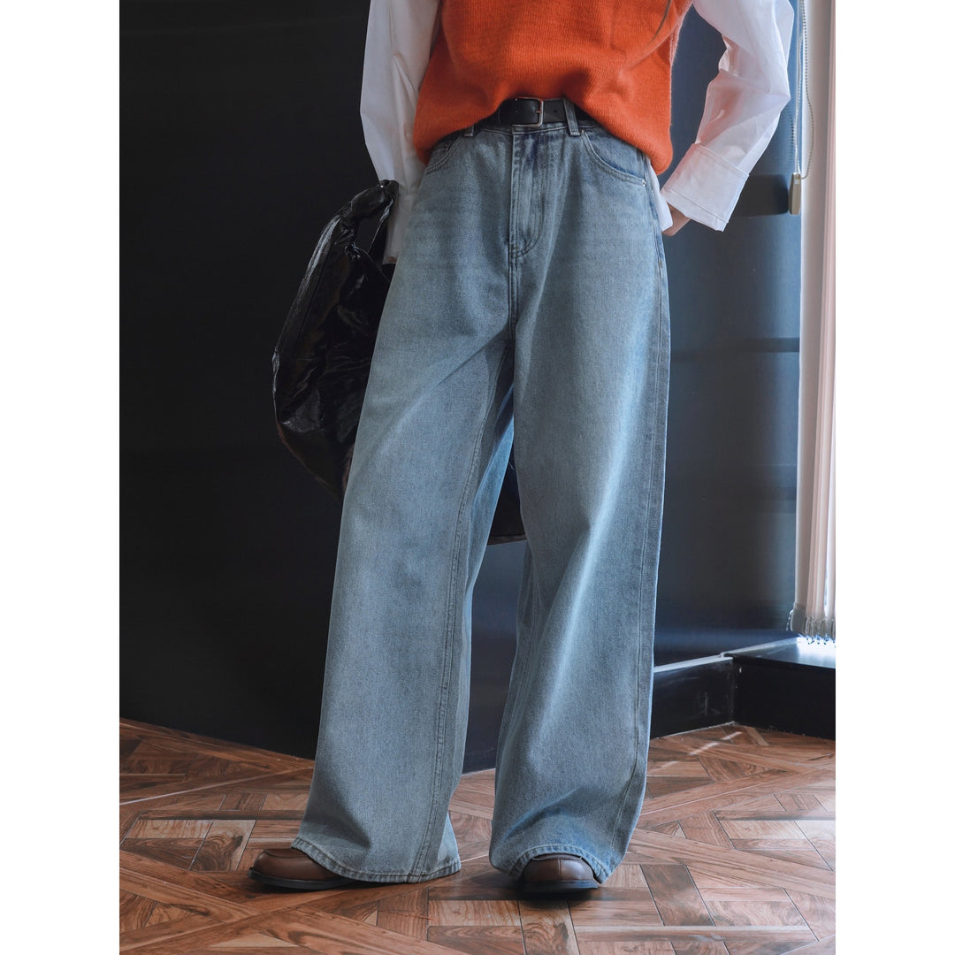 Women Extra Wide High-Waist Denim Palazzo Pants with Extended Hem Amarae