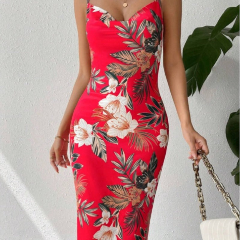 Lune London Floral Bodycon Midi Dress for Women