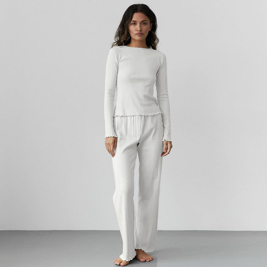 Comfortable long sleeve long pajama for ladies with textured surface Lune London