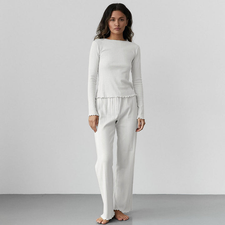 Comfortable long sleeve long pajama for ladies with textured surface Lune London