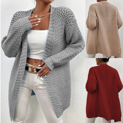 Women's knit jacket with open cut and luxurious textured pattern Amarae