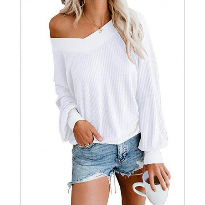 Pull en maille décontracté femme à épaules dénudées avec manches volumineuses Chic & Stil
