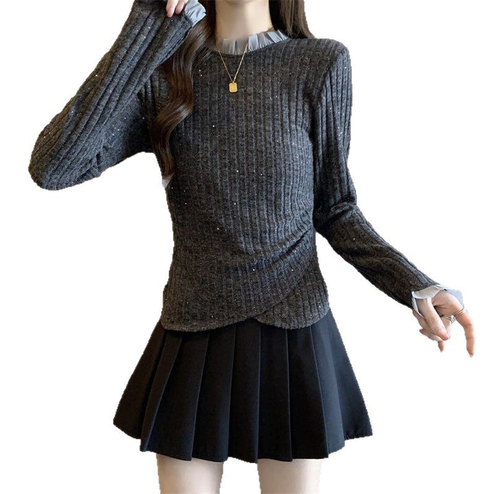 Pull fin tricot élégant pour femmes avec col décoratif Chic & Stil