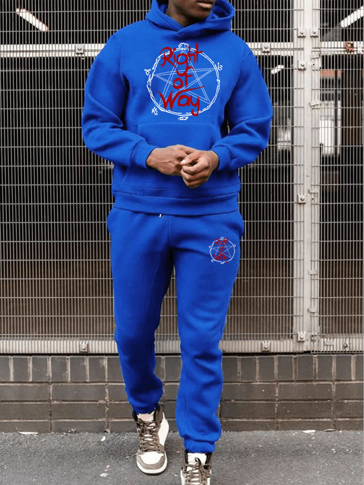 Men's Sports Hoodie and Jogging Pants Set with Unique Graphic Print Lune London