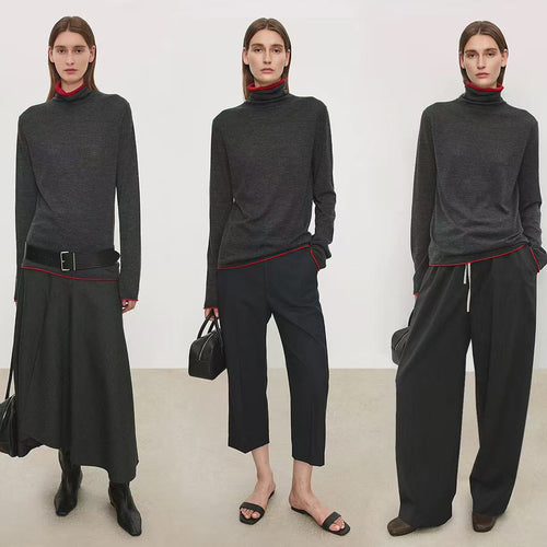 Elegant turtleneck sweater for ladies in fine wool Amarae