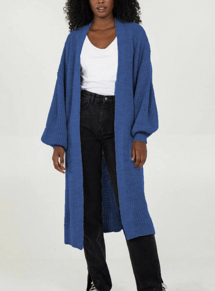Ladies Long knit cardigan with voluminous sleeves and open cut Lune London