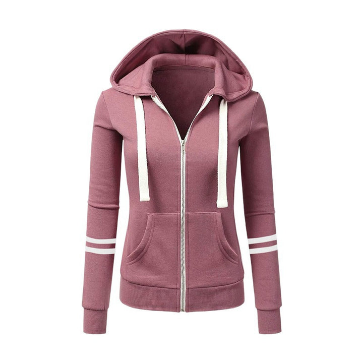 Women's hoodie jacket with zipper, kangaroo pocket and contrast stripes Amarae