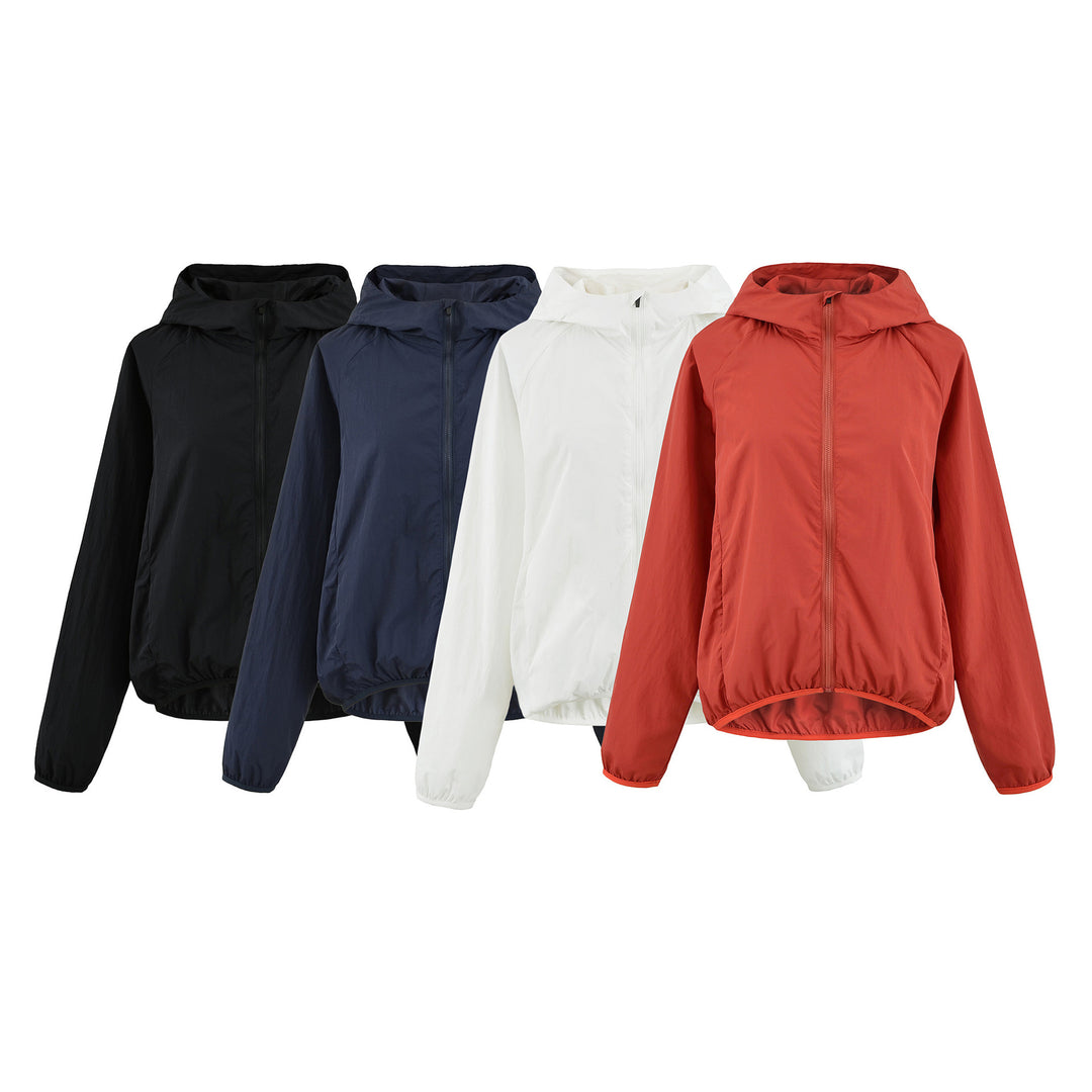 Women's Ultralight Hooded Windbreaker with Extended Back Hem and Elastic Hem Amarae