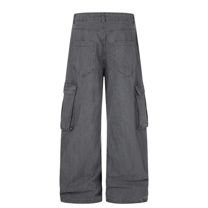 Women's cargo palazzo pants made of cotton blend with wide legs, patch flap pockets and belt print Amarae