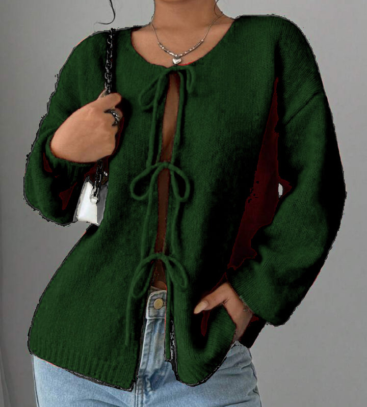 Oversized knit sweater for women with decorative lace detail Lune London