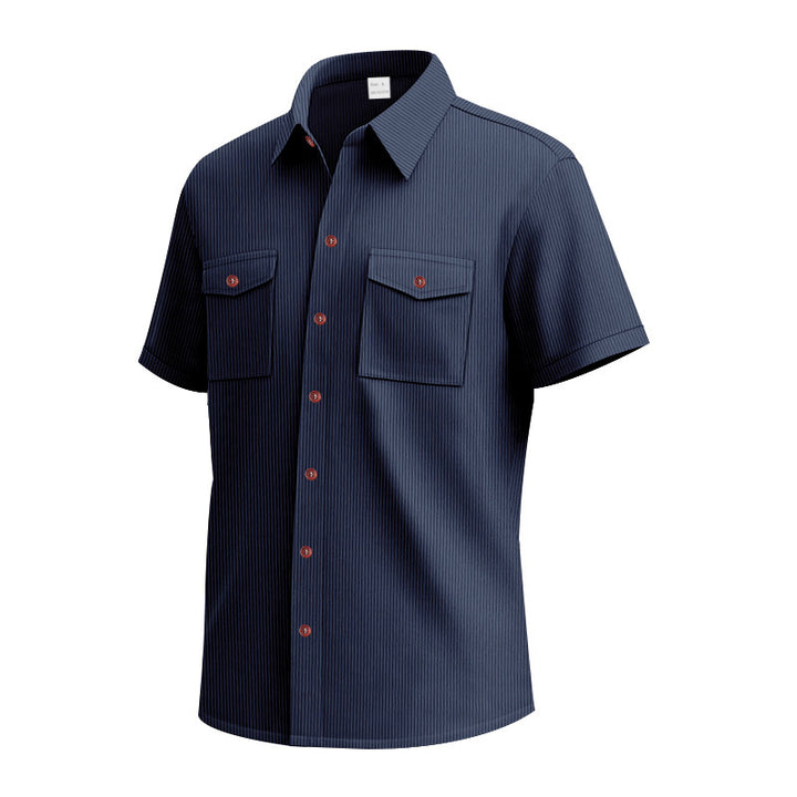 Short sleeve shirt for men with a practical striped pattern and two chest pockets Amarae