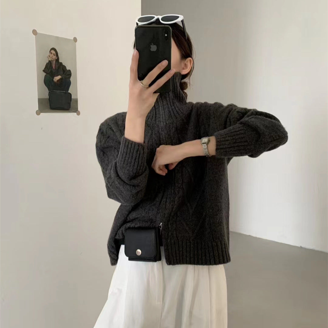 Cardigan femme avec structure en tricot torsadé et col haut Chic & Stil