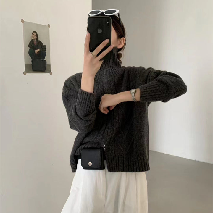 Cardigan femme avec structure en tricot torsadé et col haut Chic & Stil