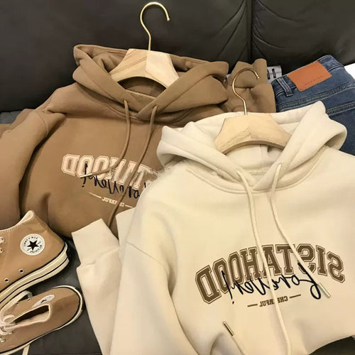 Women's hoodie with creative lettering and casual oversized fit