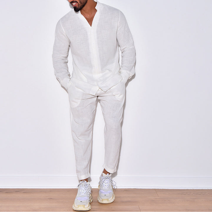 Men's casual linen set with button placket and elastic waistband Lune London