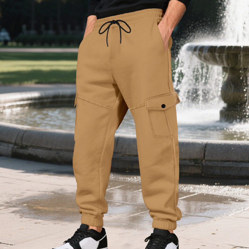 Men's cargo jogger pants with functional pockets and elastic waistband Lune London