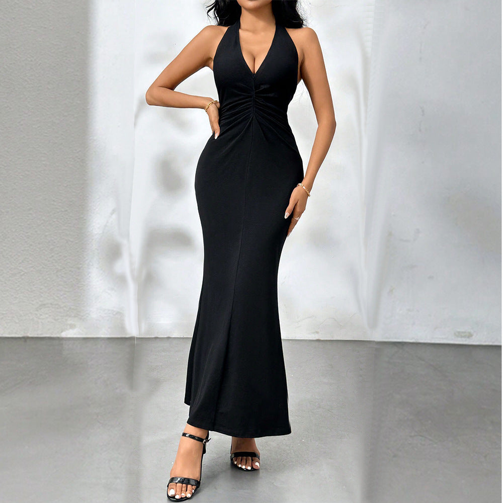 Robe enveloppante élégante pour femme avec décolleté en V plongeant et ourlet à volants Chic & Stil