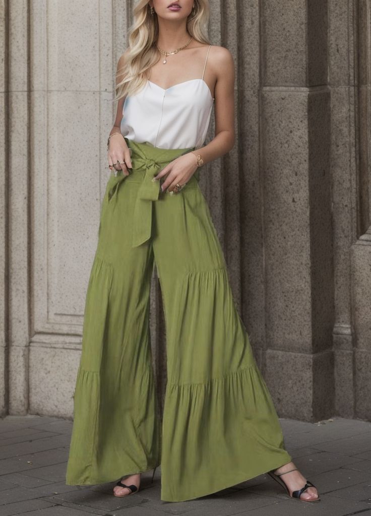 Loose summer pants for women with elastic waist and side drawstring Lune London