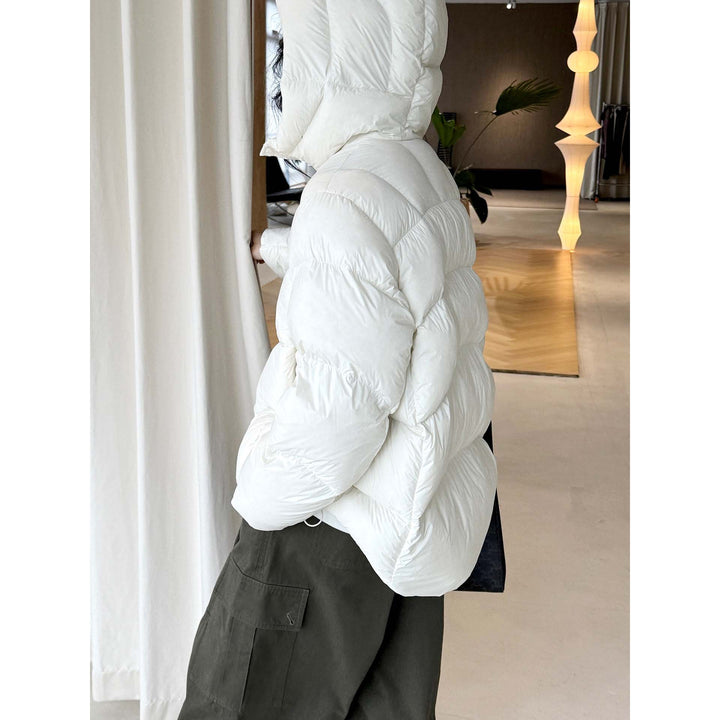 Women Short Cut Puffer Jacket with Hood, Insulating Filling and Waist Detail Amarae