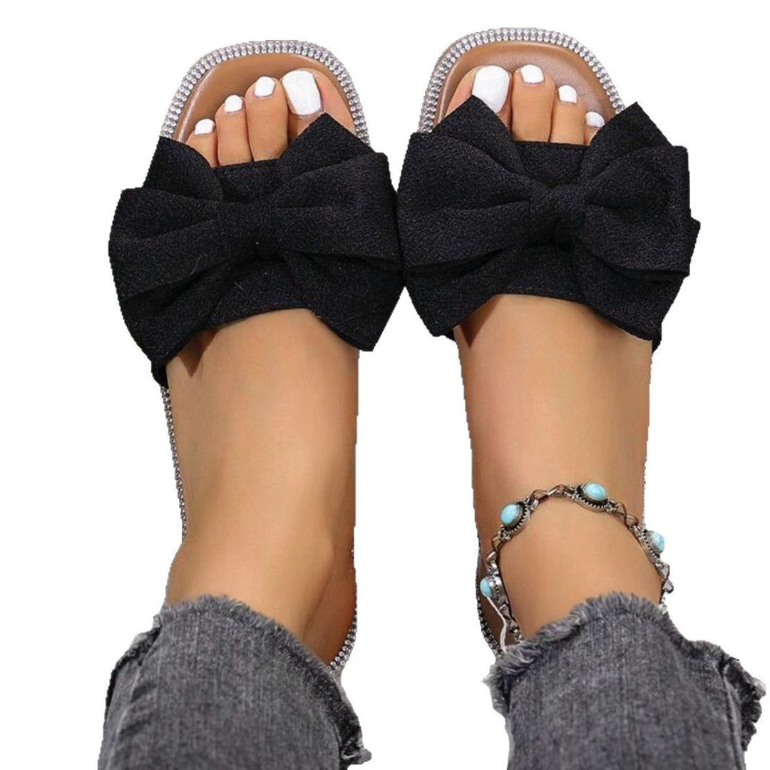 Lune London Women's Slide Sandals with Bow Accent