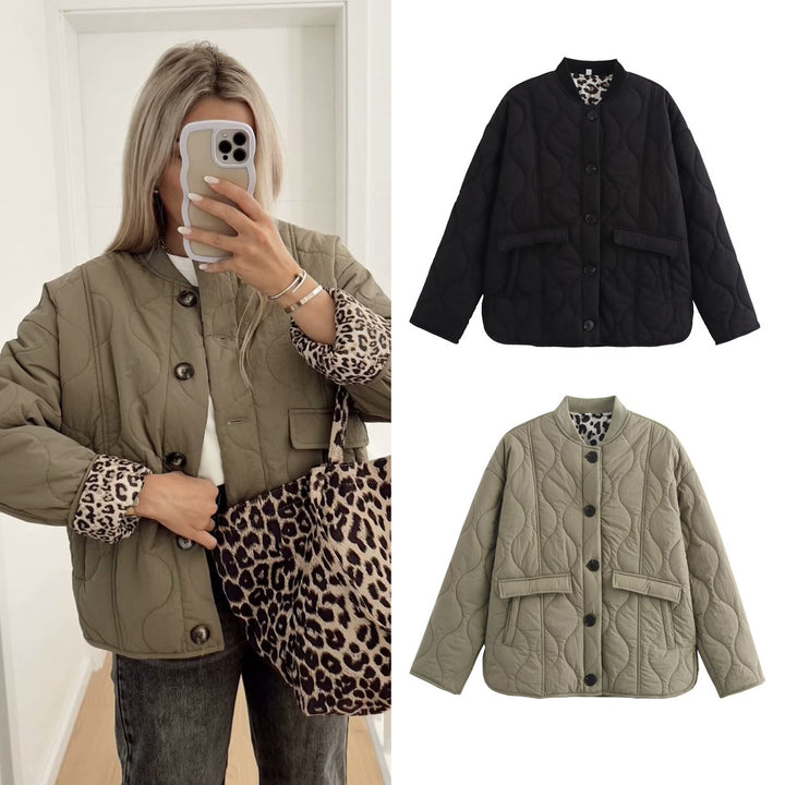 Lune London padded transitional jacket for women with practical pockets and stylish high collar