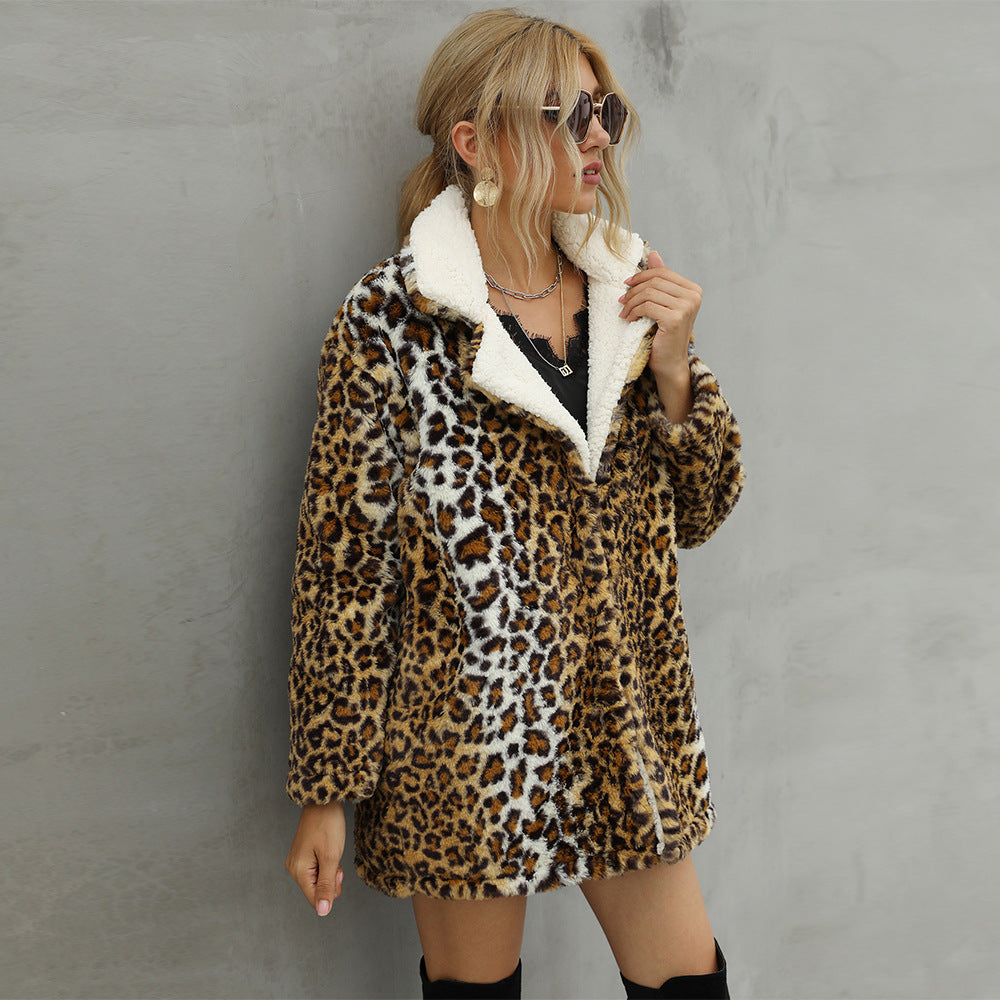 Cozy leopard fur coat for women Lune London