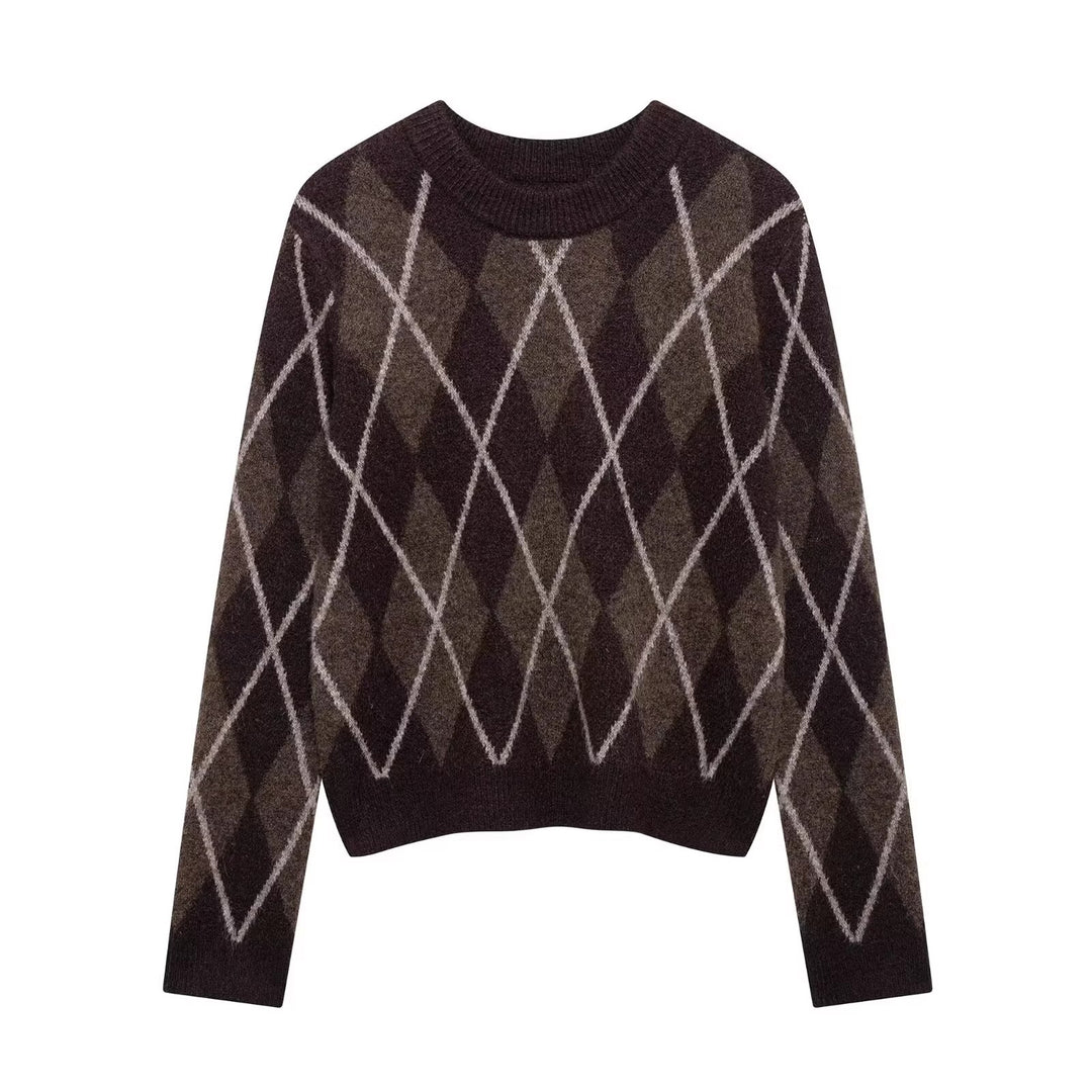 Pull en laine pour femmes avec motif losange classique Chic & Stil