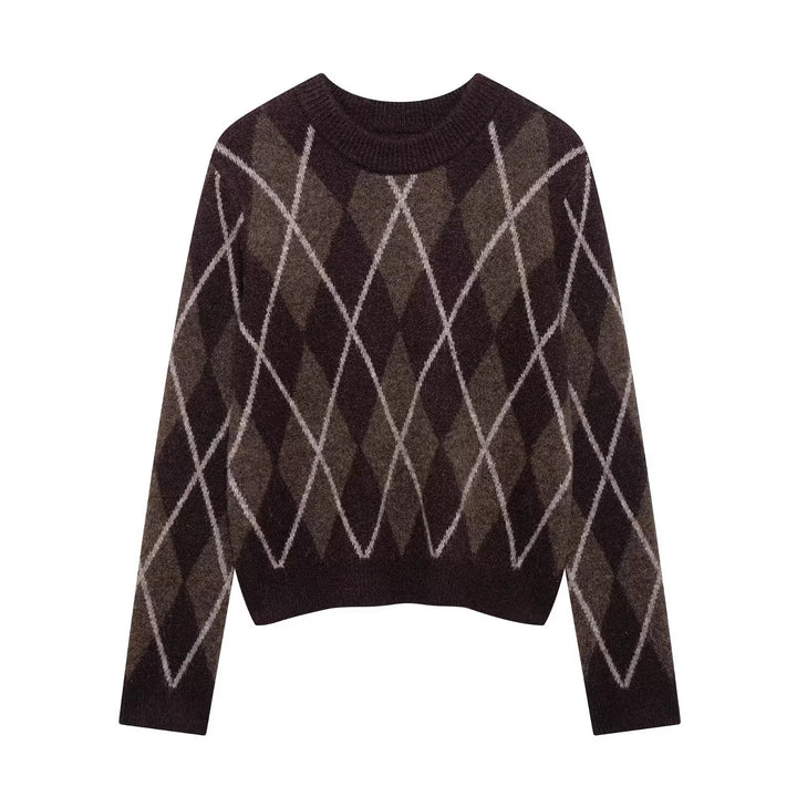 Pull en laine pour femmes avec motif losange classique Chic & Stil