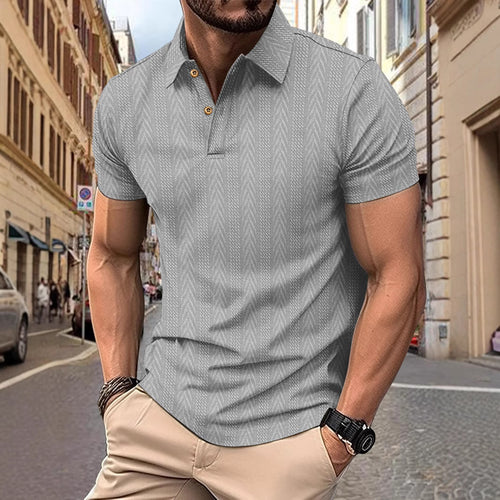 Trendy short-sleeved polo shirt for men with textured design Amarae