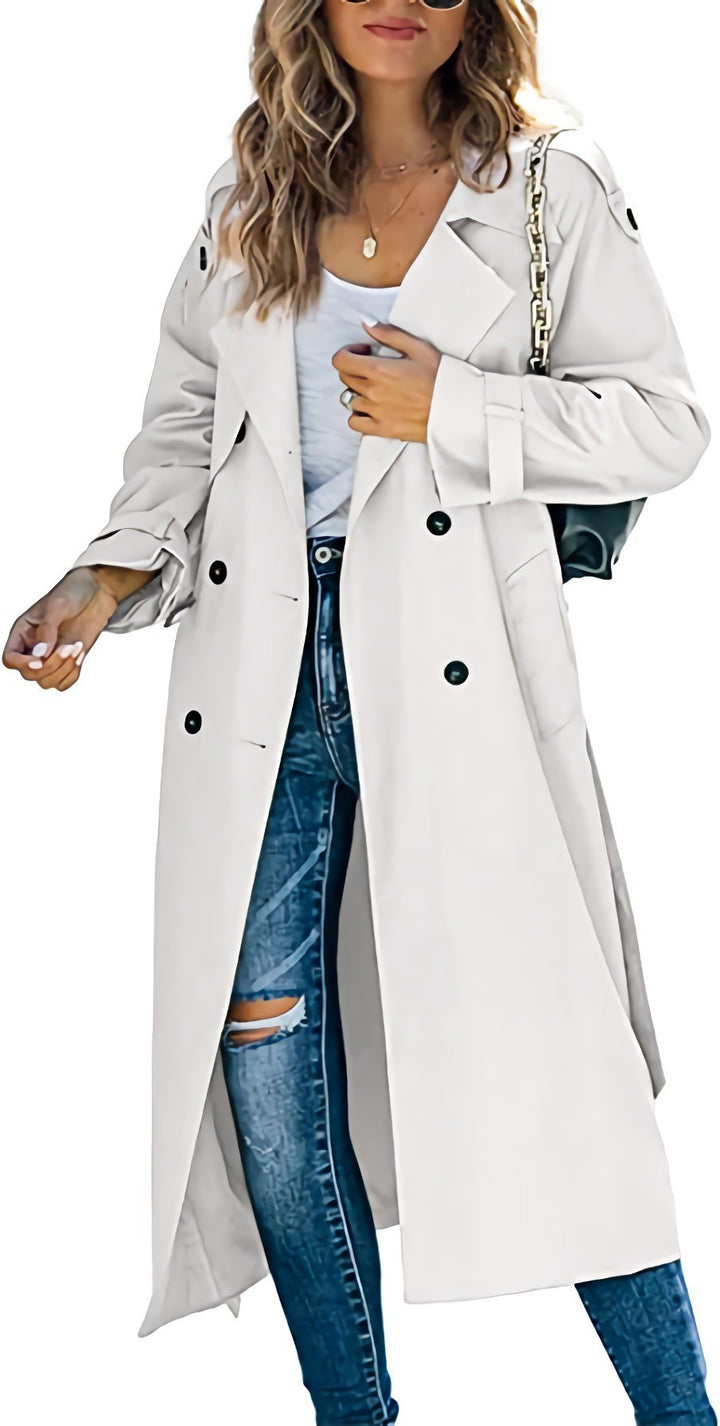 Ladies Elegant oversized trench coat with belted waist Lune London