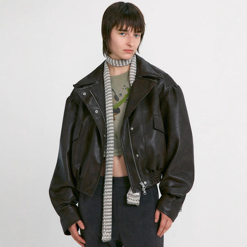 Veste en cuir pour femmes au fit oversized avec poches pratiques Chic & Stil