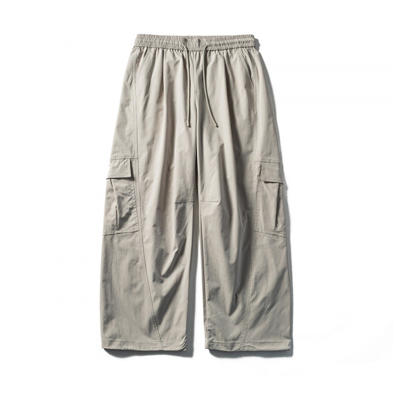 Men's Loose Cargo Pants with Elastic Waistband, Drawstring and Functional Side Pockets Amarae