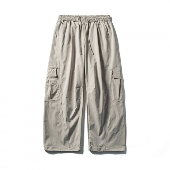 Men's Loose Cargo Pants with Elastic Waistband, Drawstring and Functional Side Pockets Amarae