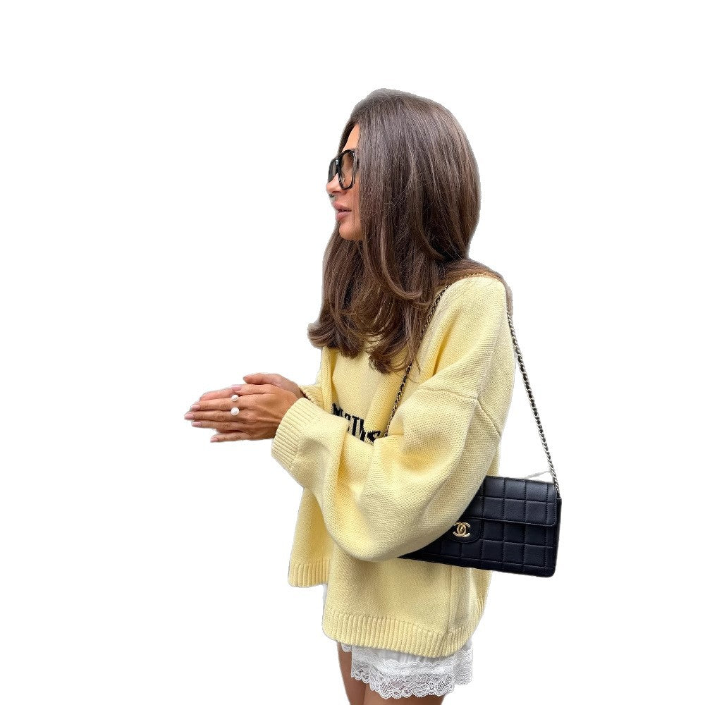 Women's patterned knit sweater with an oversized fit and elegant silhouette Lune London