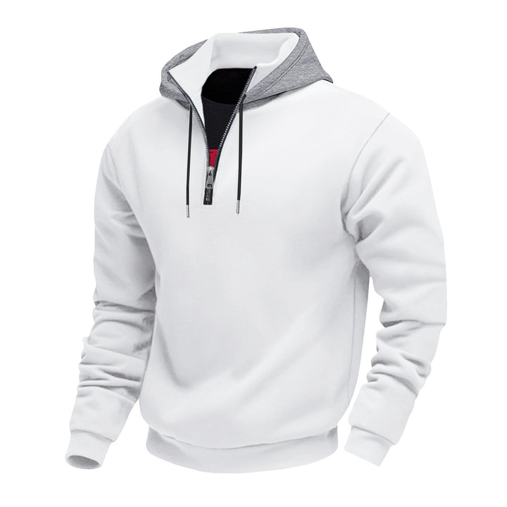 Men's half-zip hoodie with contrasting inner lining Chic und Stil