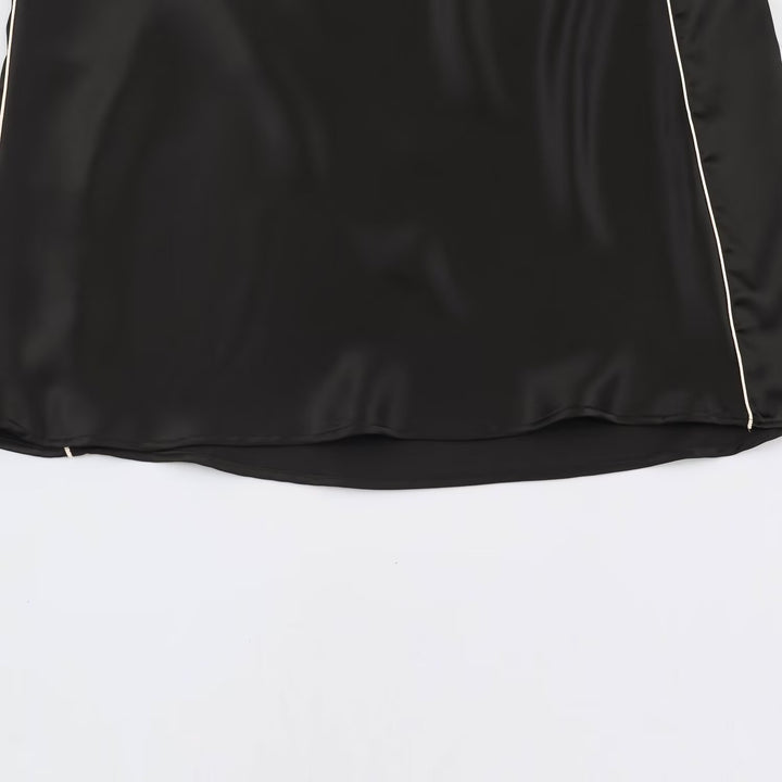 Women's satin midi skirt with side piping and A-line cut Amarae