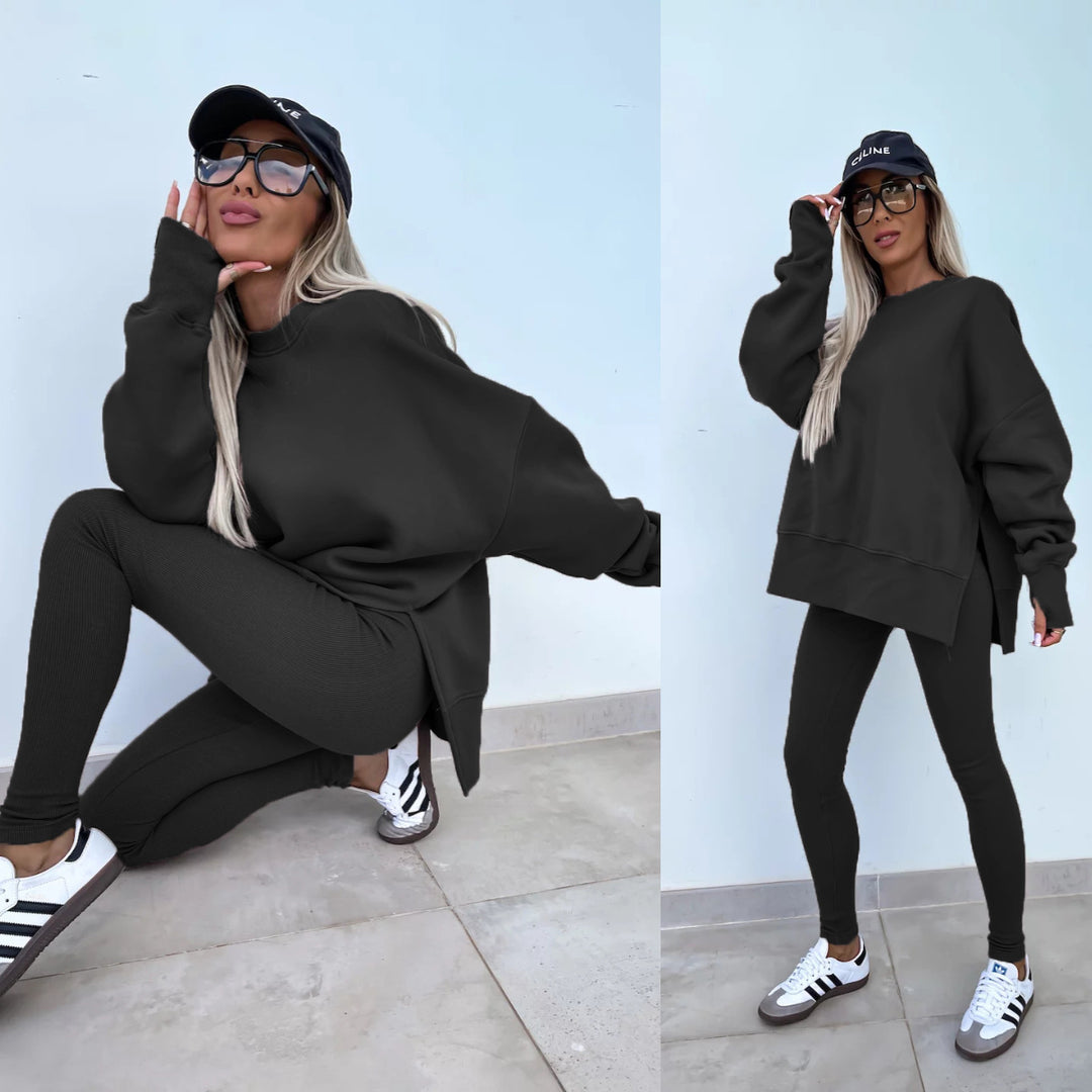 Ladies Oversized Casual Sweatshirt and Chic Leggings Set