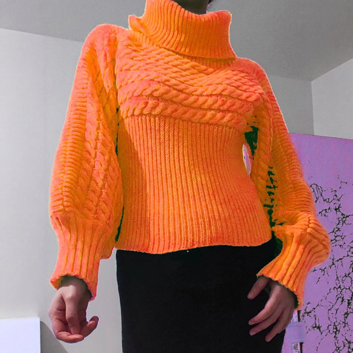 Pull en maille pour femme avec col roulé et design texturé Chic & Stil