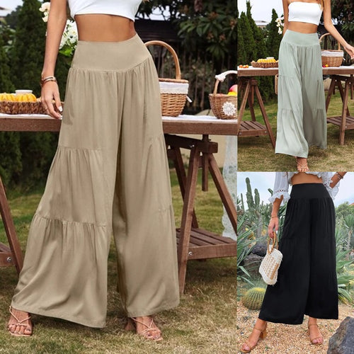 Summer pants for women, loose fit with elastic waist and fluid cut Amarae