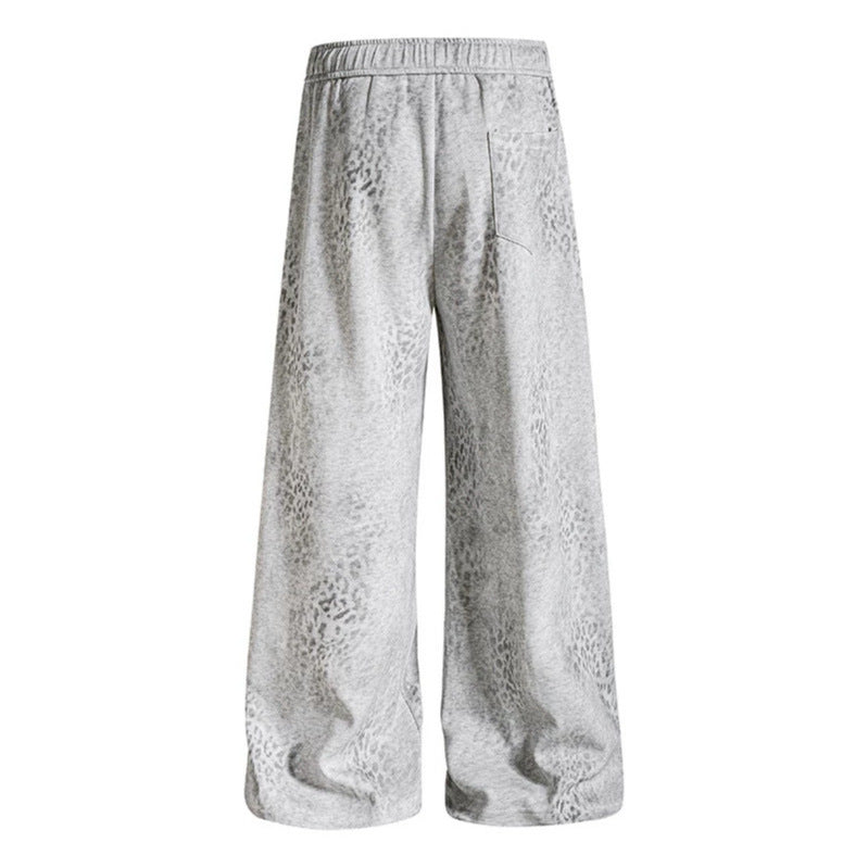 Women's Wide Palazzo Jogging Pants with Drawstring Waist, Statement Print and Vintage Wash Amarae