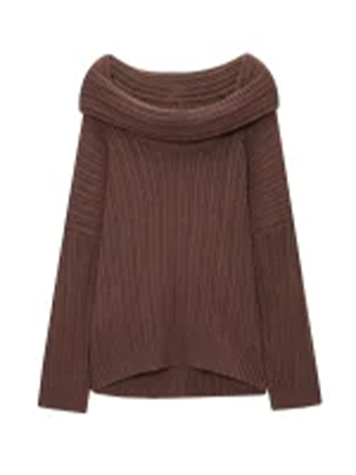 Women's Oversized Chunky Knit Sweater with Hood, Drop Shoulder and Textured Ribbed Look Amarae
