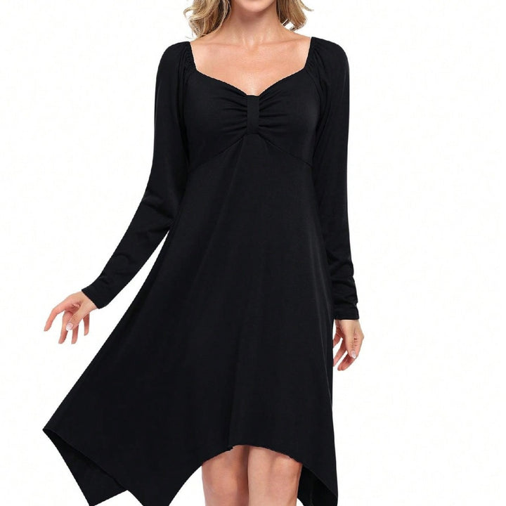 Robe longue asymétrique pour femme avec manches longues et corsage froncé Chic & Stil