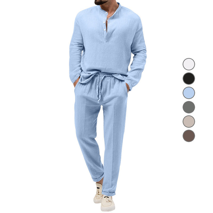 Casual men's set with button placket and elastic waist Lune London